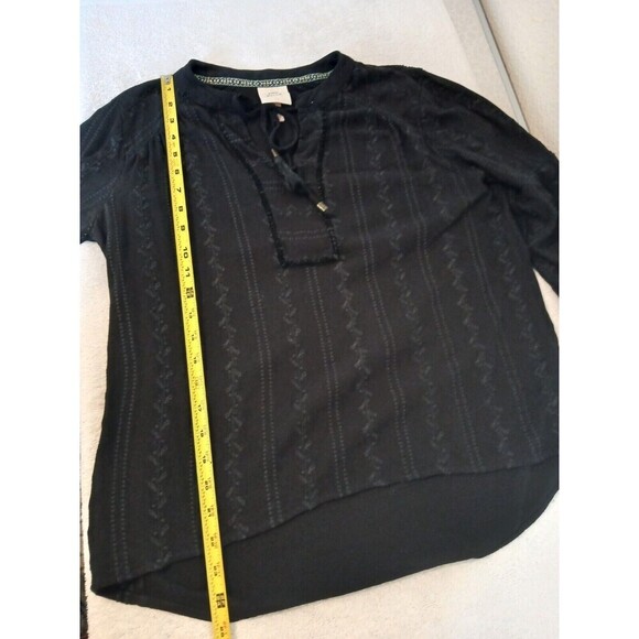 Women's Long Sleeve Tonal Embroidered Peasant Top - Knox Rose Black Size Small - Picture 9 of 16